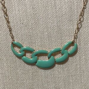 Elegant handcrafted Turquoise green enamel Gold Chain design 18” Necklace